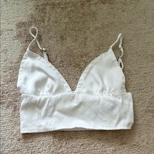 White silky triangle bralette crop top size XS